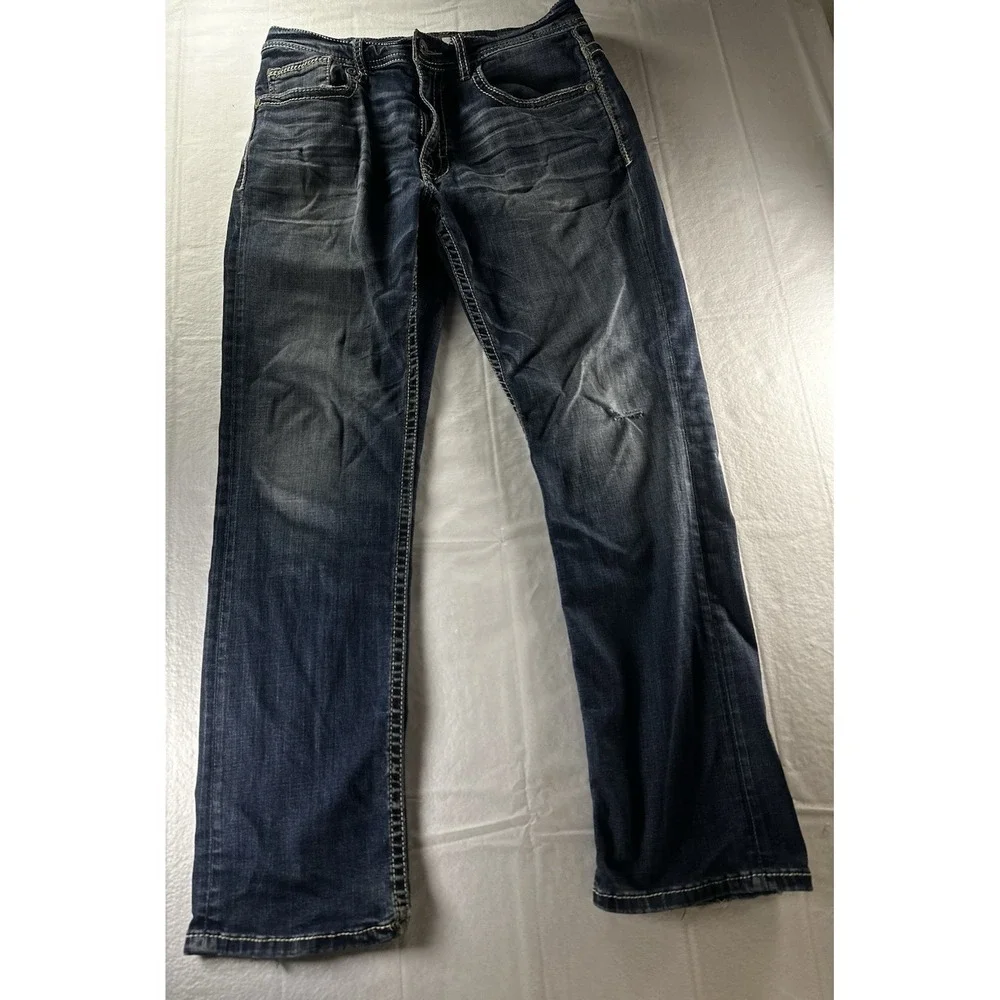 BKE Buckle Jeans Womens 30x30 Blue Denim Jake Straight Distressed Capri Ankle - Picture 3 of 16